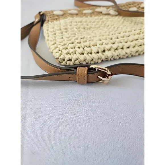 Style & Co Straw Crossbody Bag Purse with Shells NWT - Picture 3 of 6